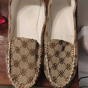 Brown Patterned Women's Loafers